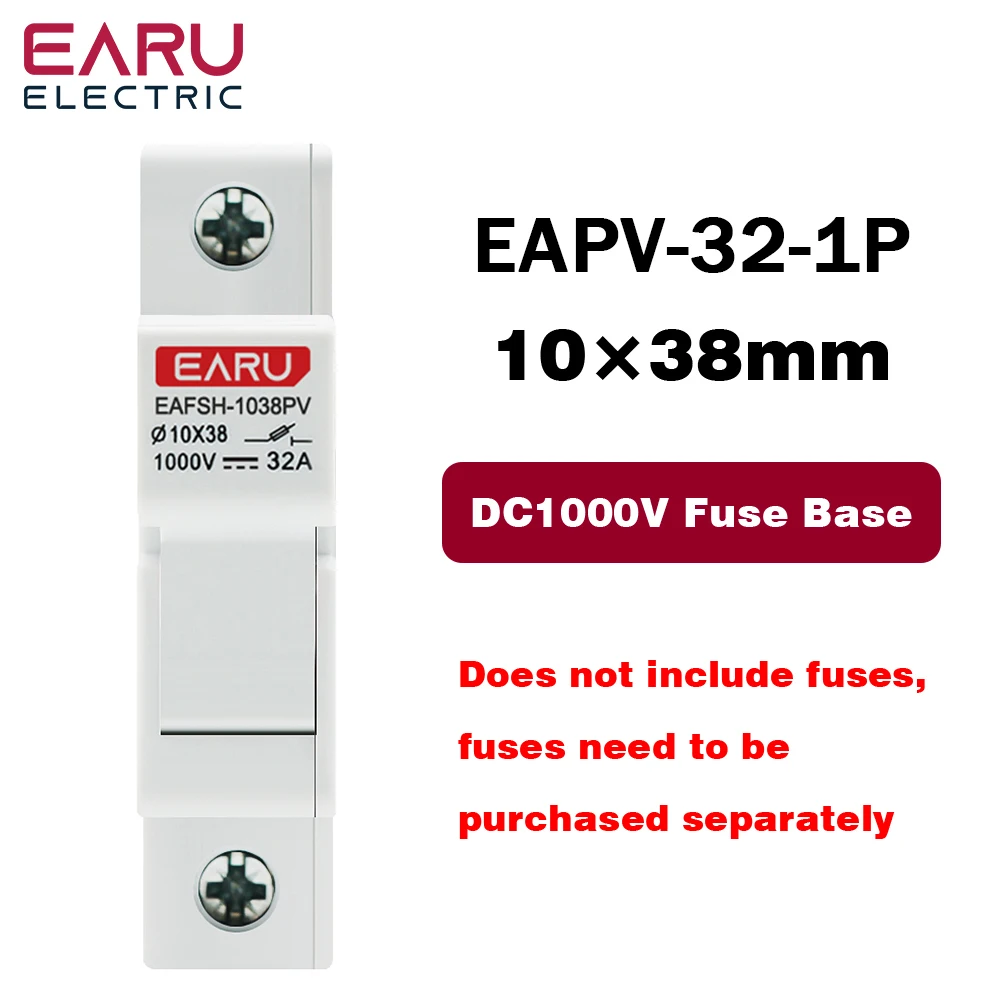 1P 2P Parallel Din Rail DC Fuse Holder 10*38mm High Voltage Solar PV 1000V Base Photovoltaic System Protection Protector gpV
