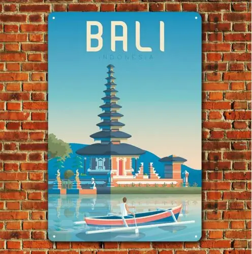 Bali Indonesia Collectable Travel Destination Metal Poster 20x30cm Tin Sign  