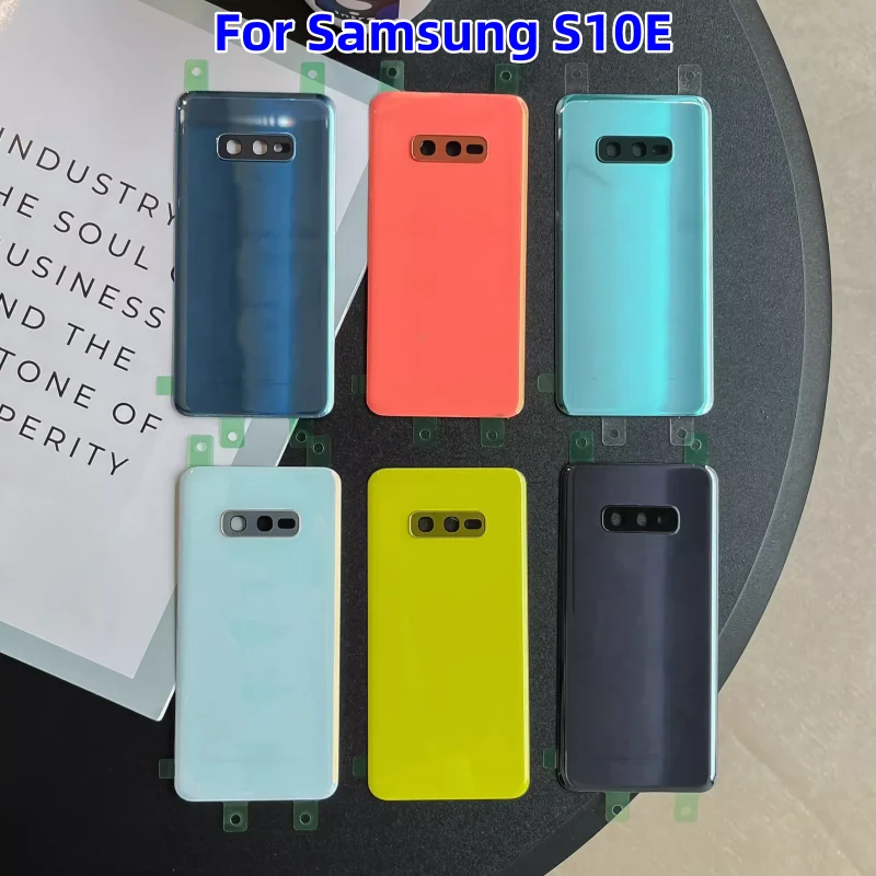 Casing penutup belakang kaca untuk Samsung Galaxy S10E SM-G9700 G970U1 G970N/W suku cadang perbaikan penutup baterai pintu baterai