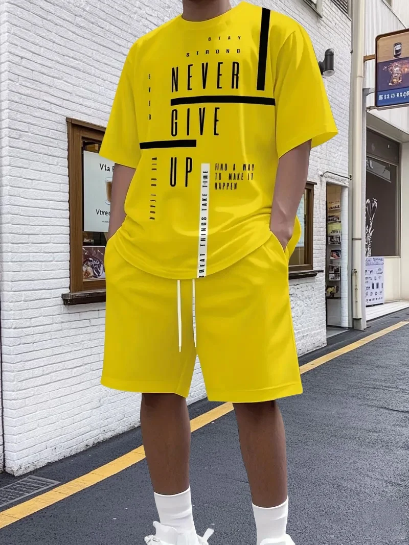 

2025 Summer Beach Vacation Hot-selling Pattern Print Short-sleeved Shorts Set Adult Sports Fashion Street Casual Men's Suit