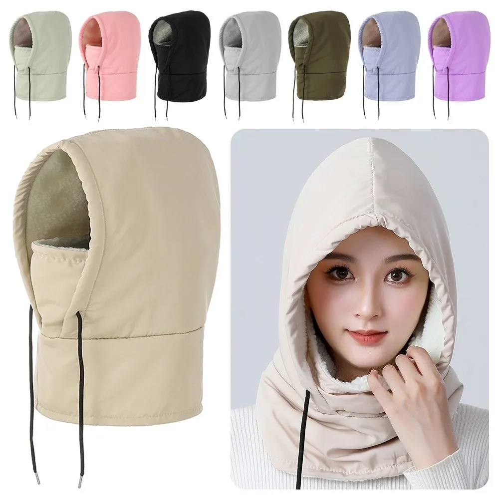 

Casual Solid Color Winter Balaclava Fleece Lined Windproof Ear Protection Hat Waterproof Warm Ski Cap Outdoor Winter