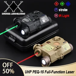 Airsoft táctico UHP AN PEQ-15 LA5C, punto rojo, verde, azul, luz de relleno IR, indicador de función completa, LED compatible con riel de 20MM, Láser de caza