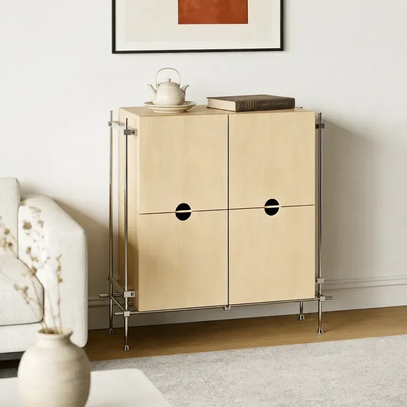 Industrial Style Birch Multi Layer Wall Bucket Cabinet Ocean Board Living Room Storage Retro Simple Locker