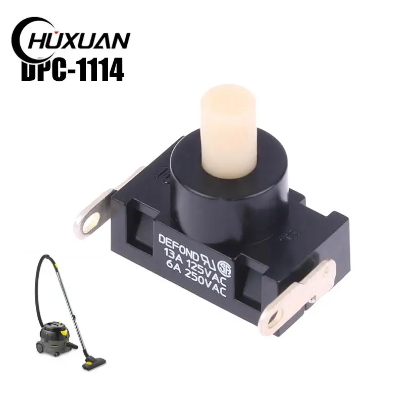 1pc 전원 버튼 스위치 2 플러그 250VAC 6A/ 125V 13A 자기 잠금 DEFOND DPC-1114 스위치 고전력 진공 청소기 부품