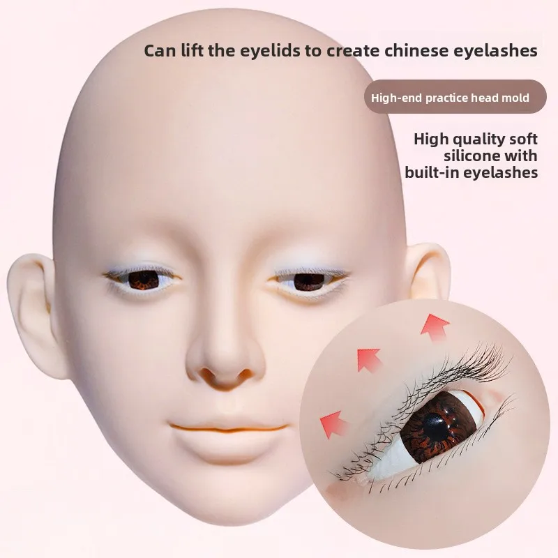 Three-layer simulated human eyes practice head mold, grafting and planting eyelashes dummy head
