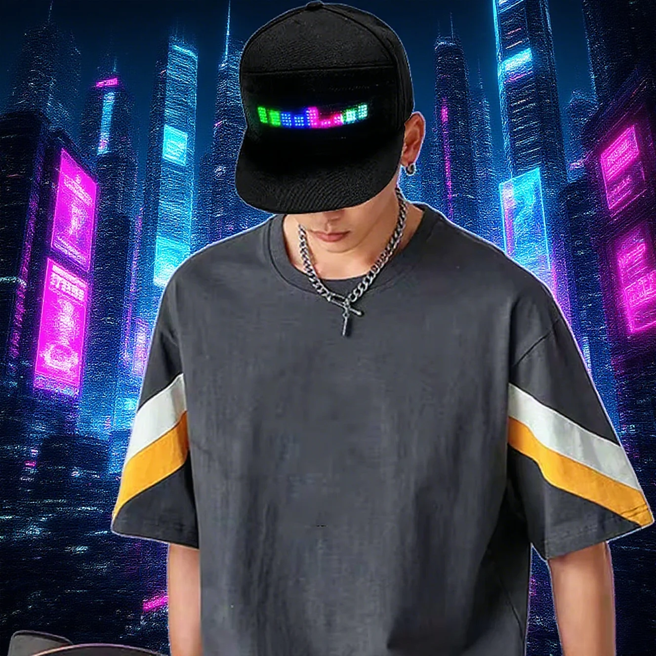 

DIY LED display smart hat RGB color scrolling information editable party Christmas atmosphere duckbill hat