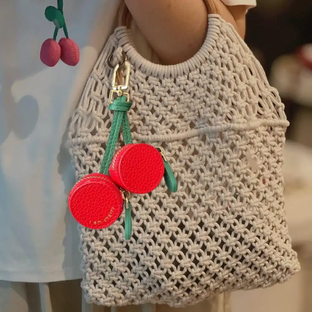 

INS Fruit Charm Coin Purse Leather Cute Key Chain Mini Pouch Wallet Gift For Girl Women Backpack Pendant Decration Apple Pouch