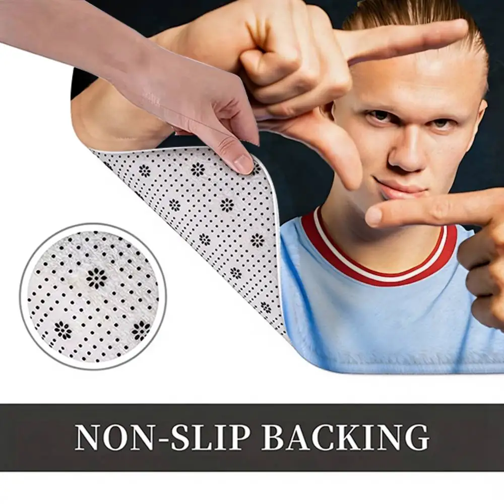 E-Erling H-Haaland EH-9 Norwegian-Girl Short Plush Non-Slip Floor Mat, Easy to Clean, for Bathroom Door & Bedroom Door