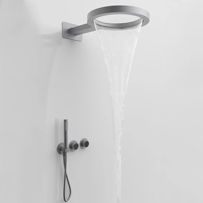 

Luxury Bathroom Shower Set Wall Mounted Multifunctional Rain Waterfall Shower System Shower Head Customizable Color