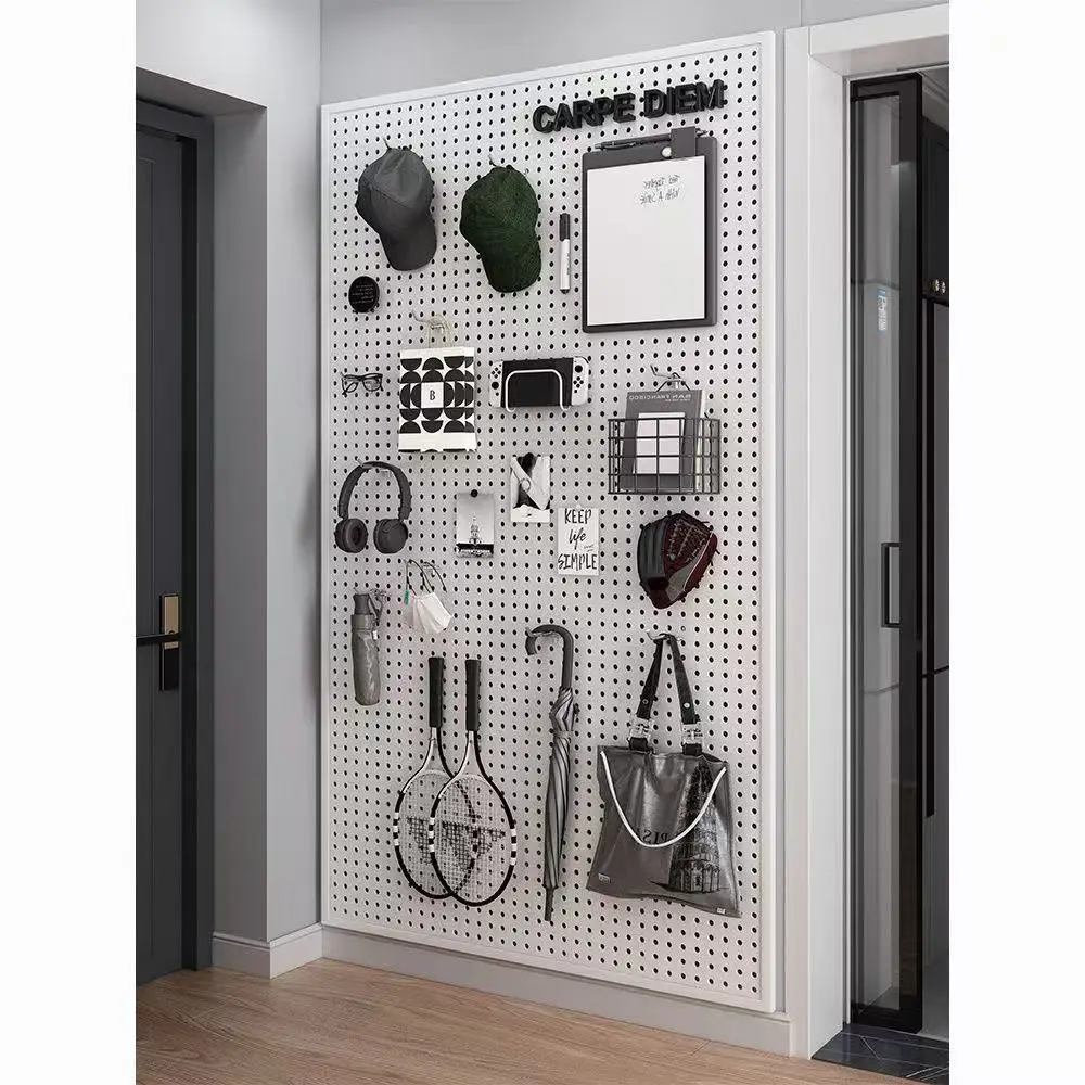 

Полка с отверстиями, входная настенная подвесная доска для хранения и отделки, настенная подвесная полка, универсальная перегородка из кованого железа