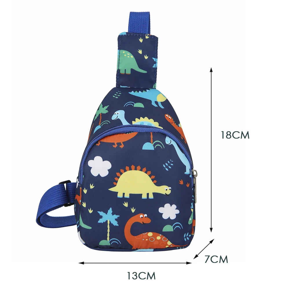 Children Nylon Belt Bag Money Pouch Baby Cartoon Girls Boys Cute Dinosaur Horn Cartoon Print Kids Chest Bags Purse Crossbody Bag