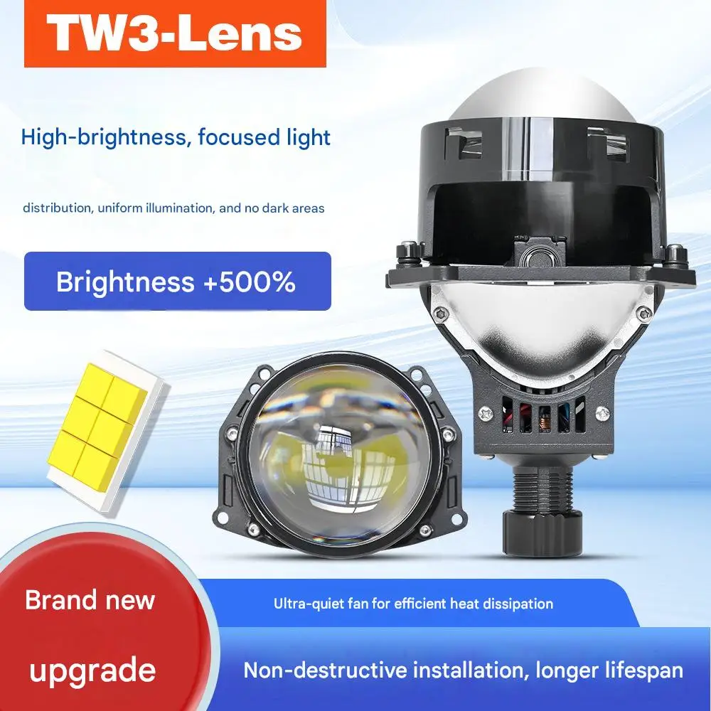 

2.5 3 Inch 110W Bi LED Projector Headlight Flat Cutoff Hi Lo Beam Super Bright 6000K LED Car Headlamp Universal Auto Lighting