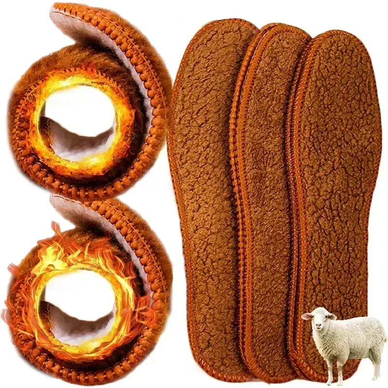 2/4pcs Winter Alpaca Wool Insoles Soft Plush Warm Thicken Foot Thermal Insole for Women Men Breathable Snow Boots Shoes Heat Pad