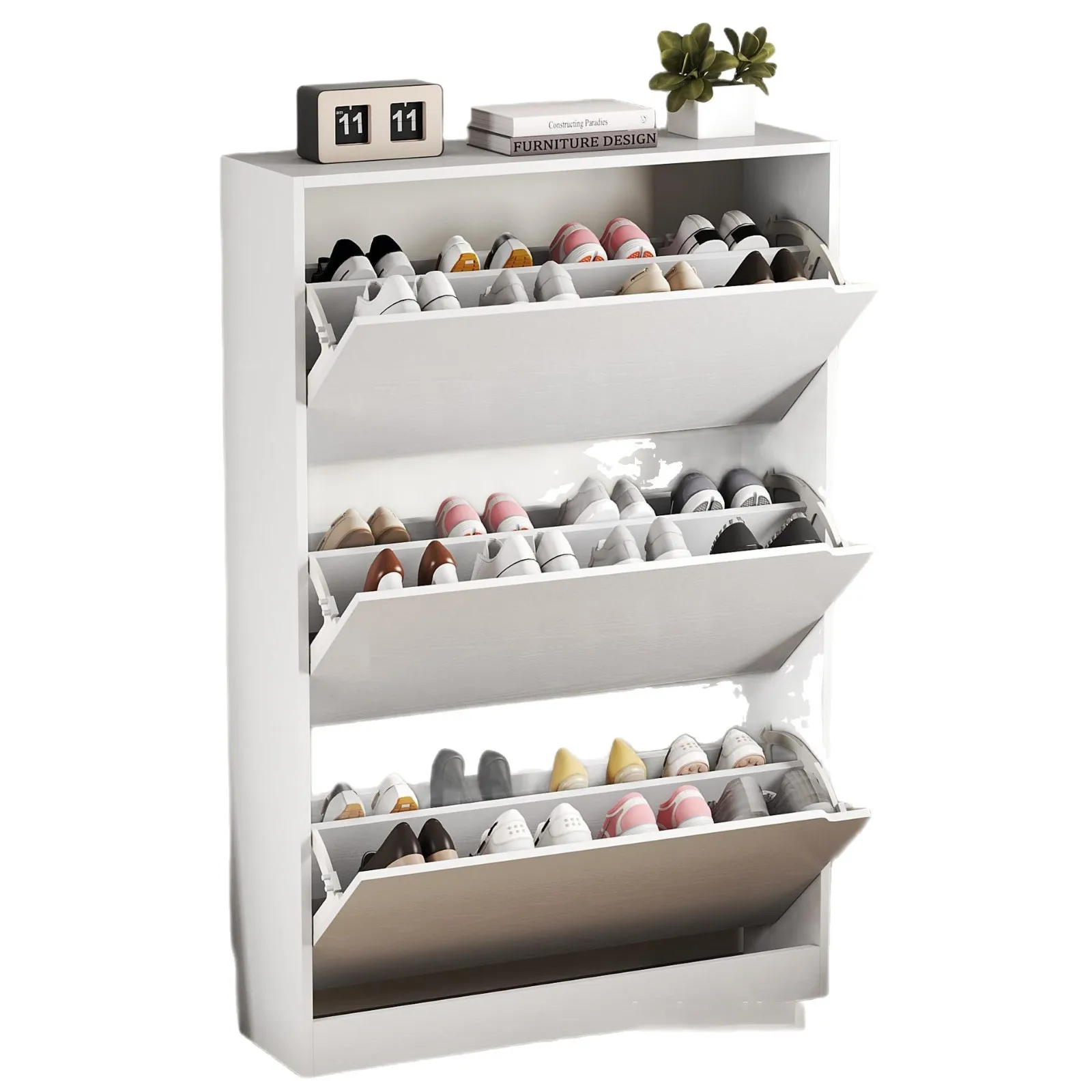 Cross-border simple living room entrance entrance wall-walled white shoe cabinet family bedroom multi-layer storage solid wood