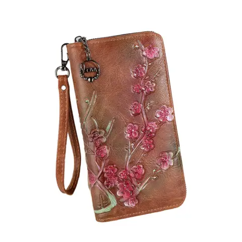 Fashion Carving Flowers Wallet Artificial Leather Men Women Long Wallets Cellphone Carteira Clutches Money Bag Coin Purse