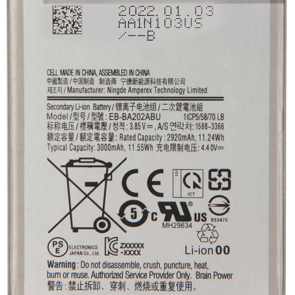 SAMSUNG Original Replacement Phone Battery EB-BA202ABU For Samsung Galaxy A20e A10e A102W A102U SM-A202F A202F Battery 3000mAh