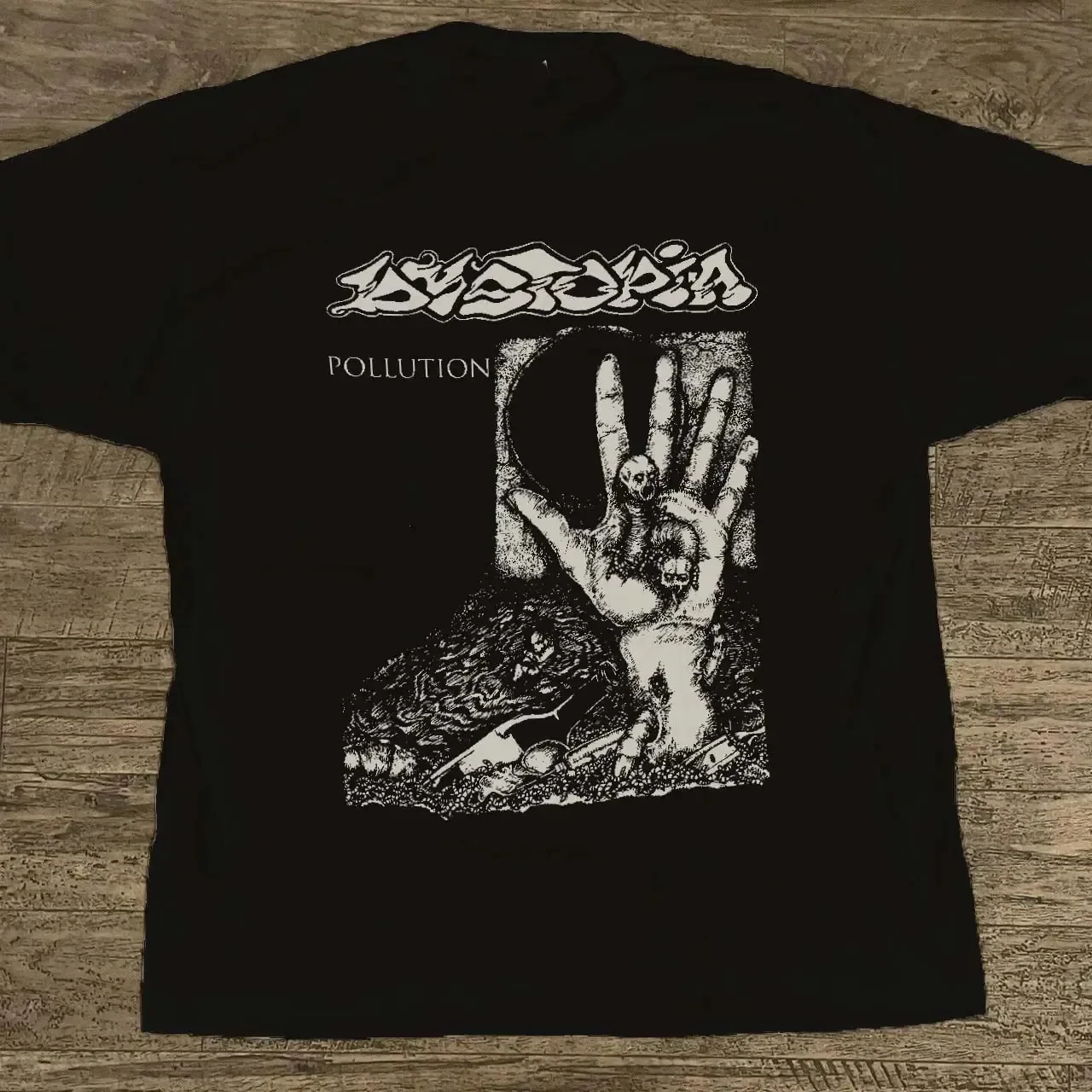 Vintage Dystopia Cloth Patch Sew On Punk Rock Black All Size Tee Shirt AR1227