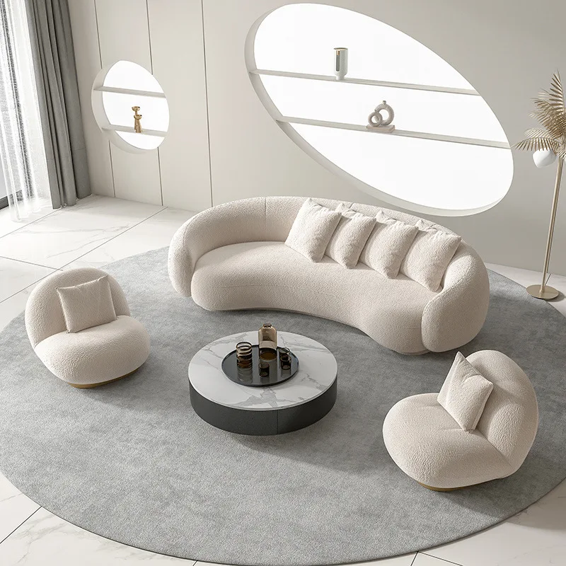 

Nordic fabric curved sofa light luxury courtyard simple lamb wool Internet celebrities