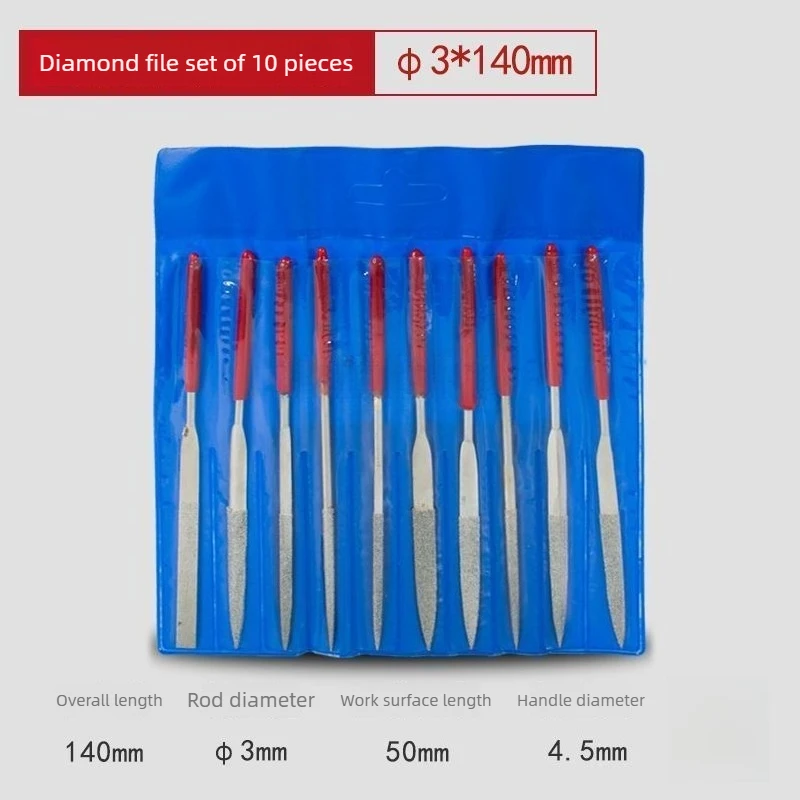 3x140mm /10Pcs Diamond Needle File Set Mini Hand Rasp Stone Glass Metal Carving Craft Polishing Tool