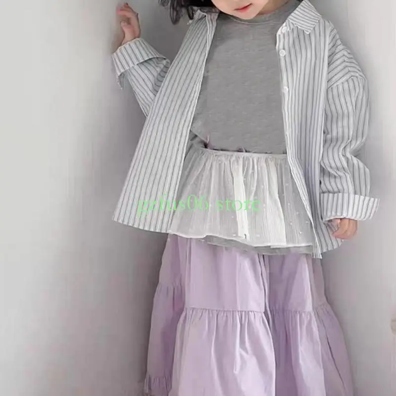 

D5QF Strap Tied Skirt Stackable Fart Curtain for Girls Sweet Cosplay Clothing Girls Trimmed Decorative Apron