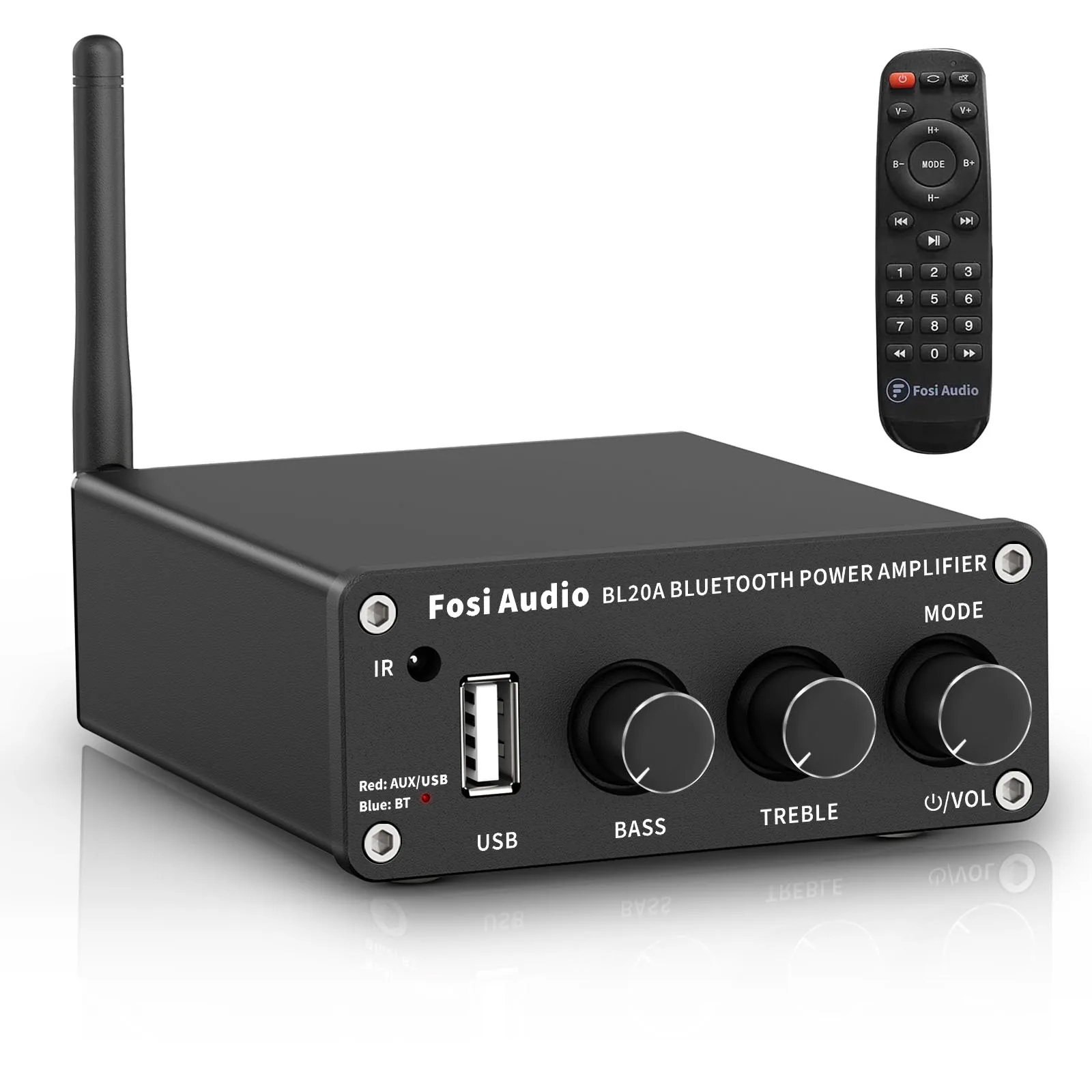 Fosi Audio BL20A Bluetooth TPA3116 Geluid Eindversterker 2.1CH 100W Mini HiFi Klasse D Amp Bass Treble met U-Disk Afstandsbediening