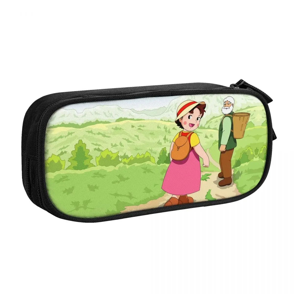 Heidi And Grandpa Together Pencil Cases for Girls Boys Cartoon Girl Alps Mountain Large Storage Pen Bag Box School Supplies