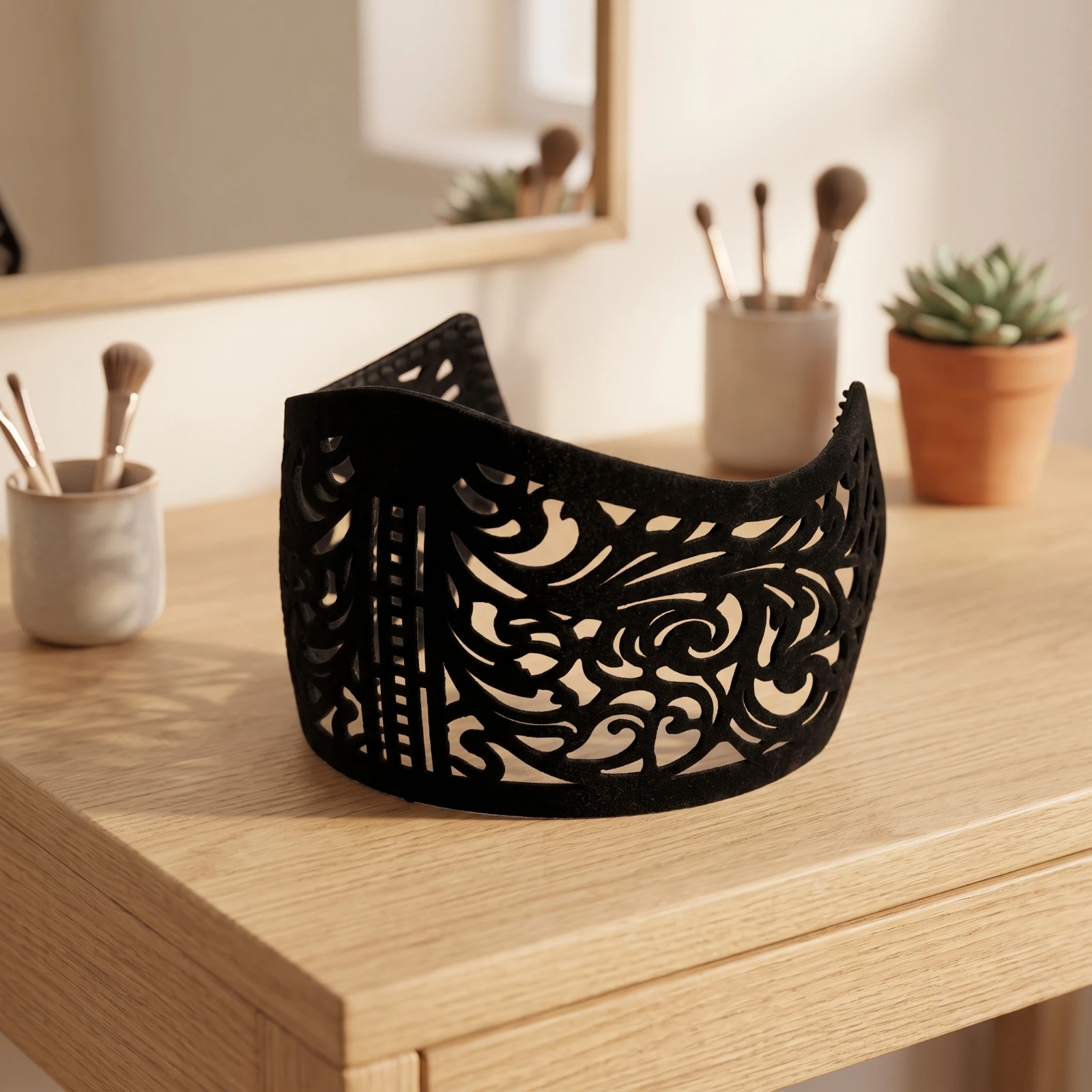 Velvet Headband with Cutout Pattern Vintage-Inspired Cutout Hairband Decorative Headband Fancy Hair Band Stylish for Women