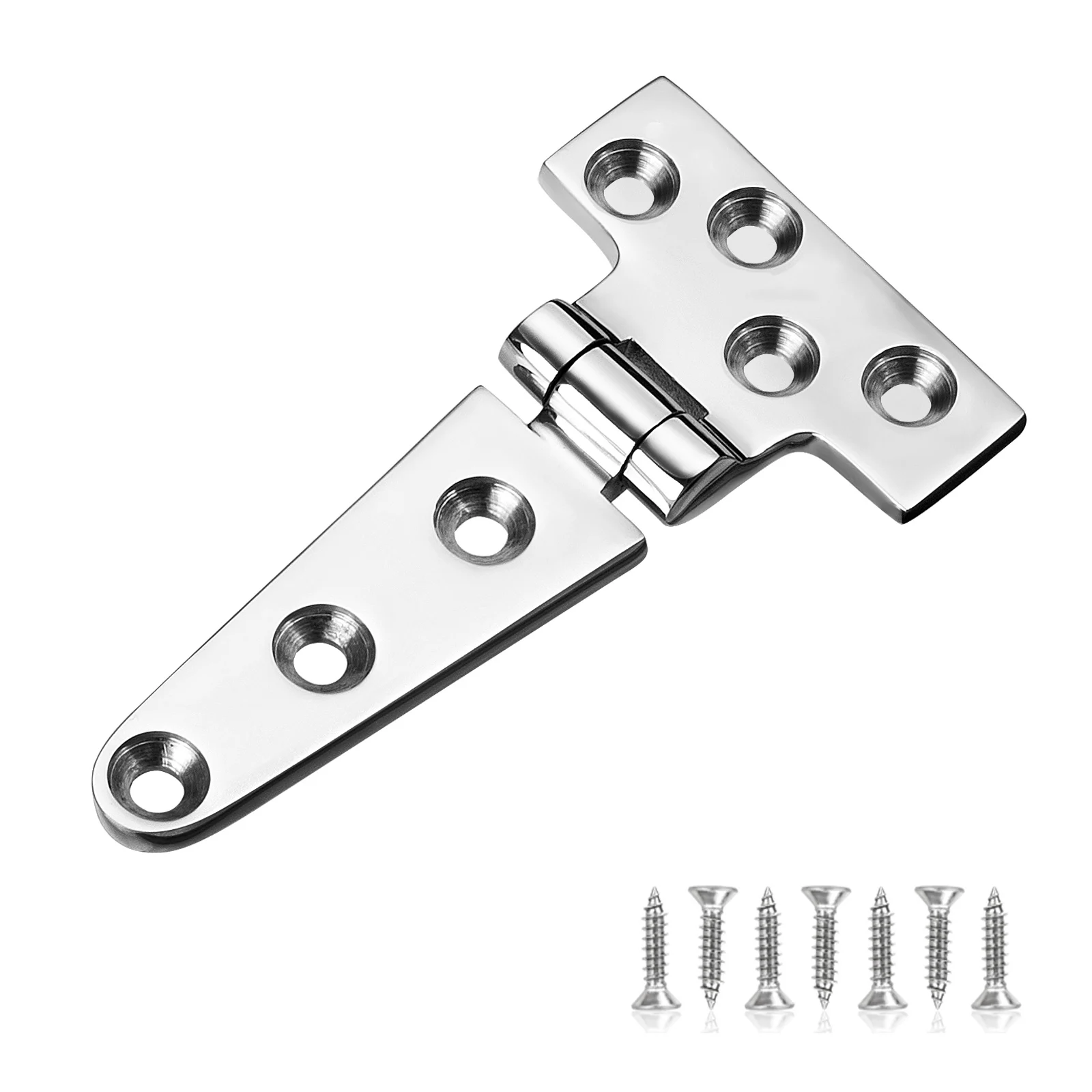 

Marine Grade T Hinges, Stainless Steel Boat Hinges, 5.95 X 2.95 inches,, Heavy Duty 316 Stainless Steel with Screws