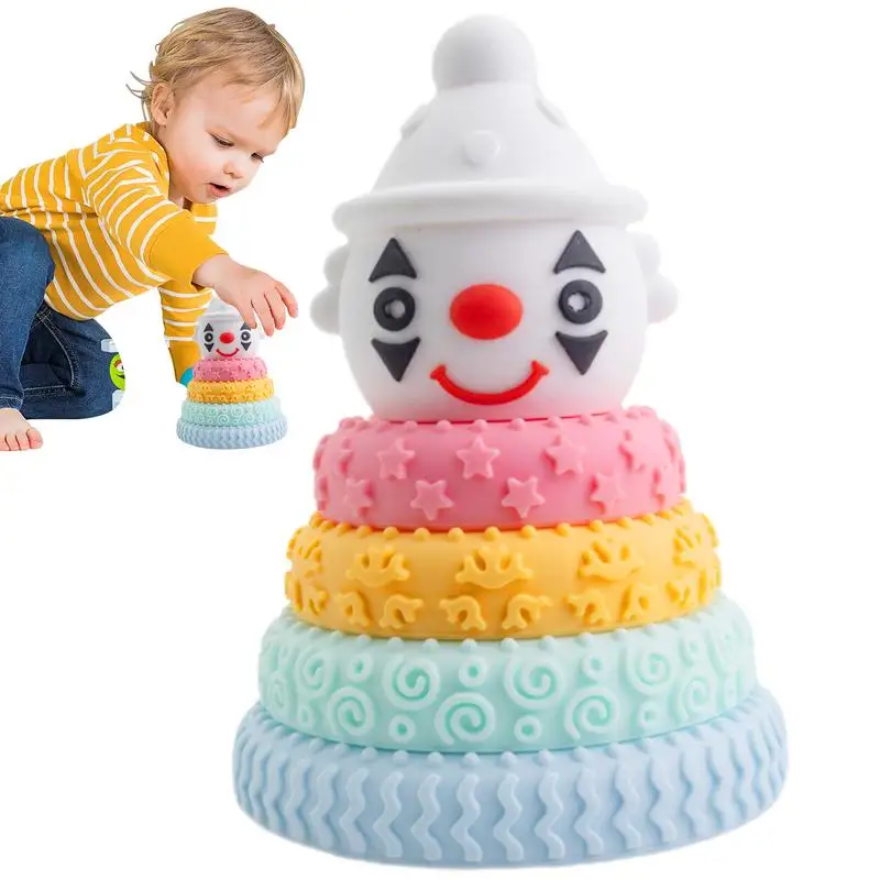 Jouets à Empiler en Silicone pour Enfant en Bas Âge, Design de Clown, pour Développer la Motricité Fine, ApprentiCumbria Présв