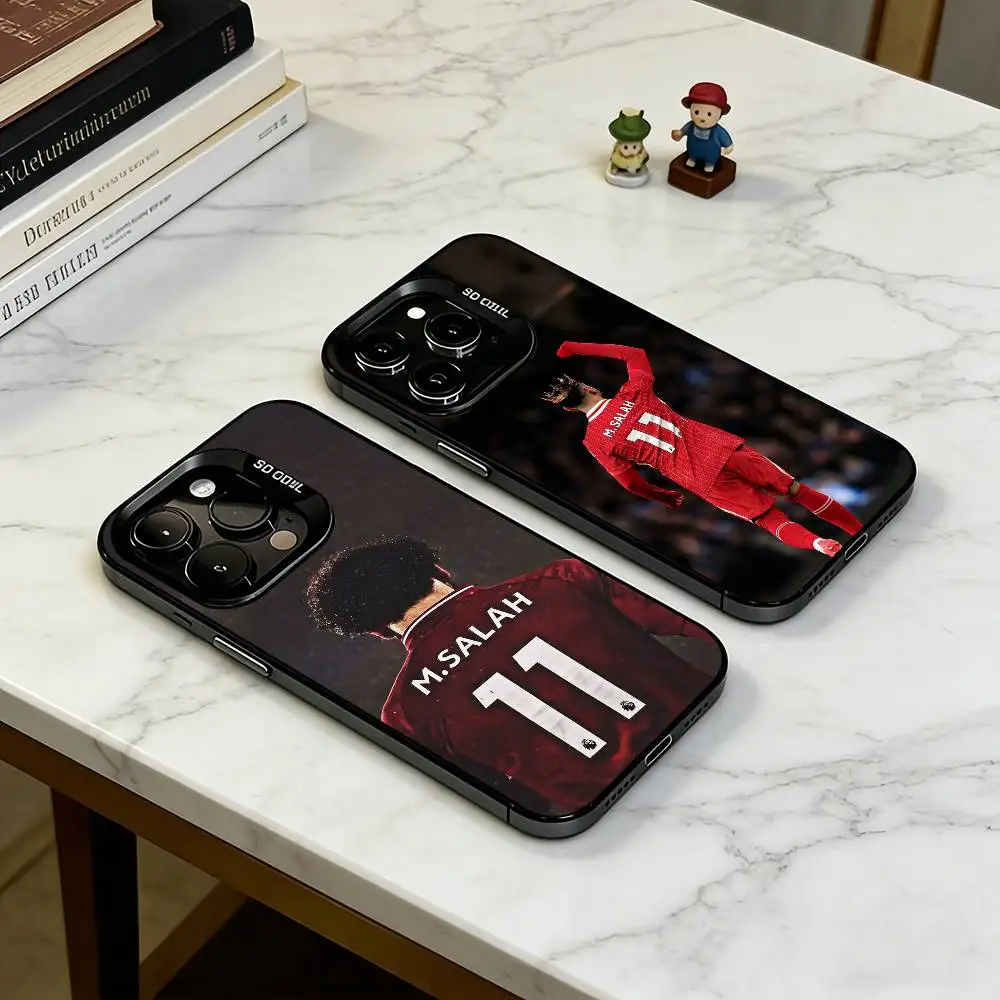 

M-Mohamed Salah Soccer Fan Art Phone Case For iPhone 17,16,15,14,13,12,11 Plus,Pro Max,XS,Colored Silver Plated Inside Cover