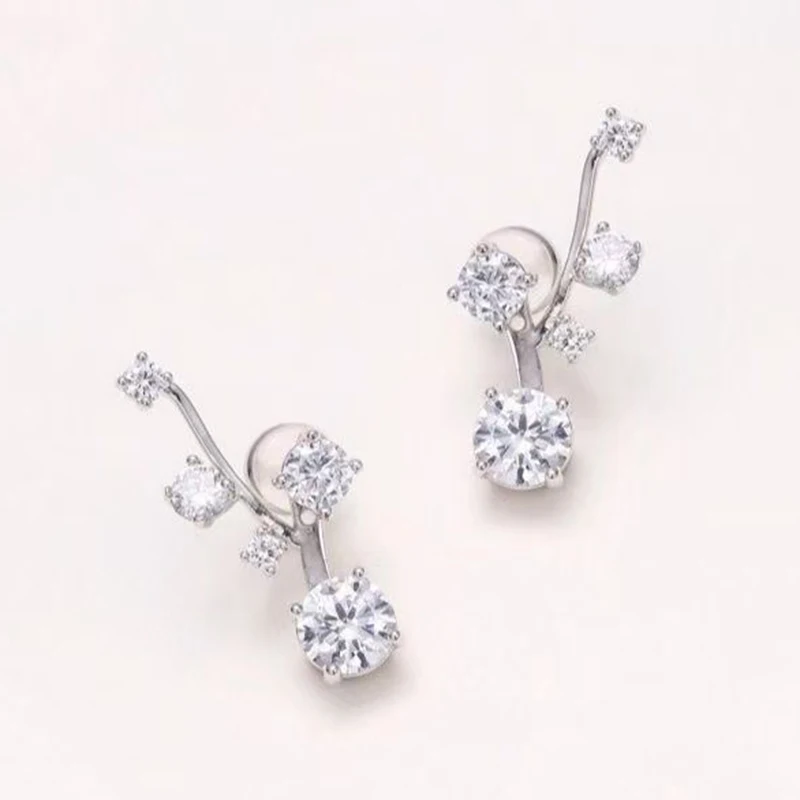 Lnkry Certified 5-Stones Moissanite Stud Earring Sparkling 14K Gold Filled Long Climber Earrings for Women 2026 Trend Jewelry