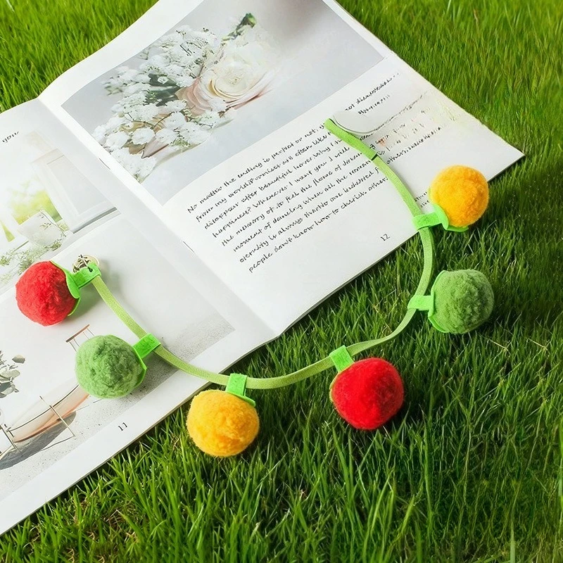 Tomato Cat Teaser String Toy With Bell Self Play Interactive Kitten Toy Boredom Relief Essential Pet Supplies For Cats