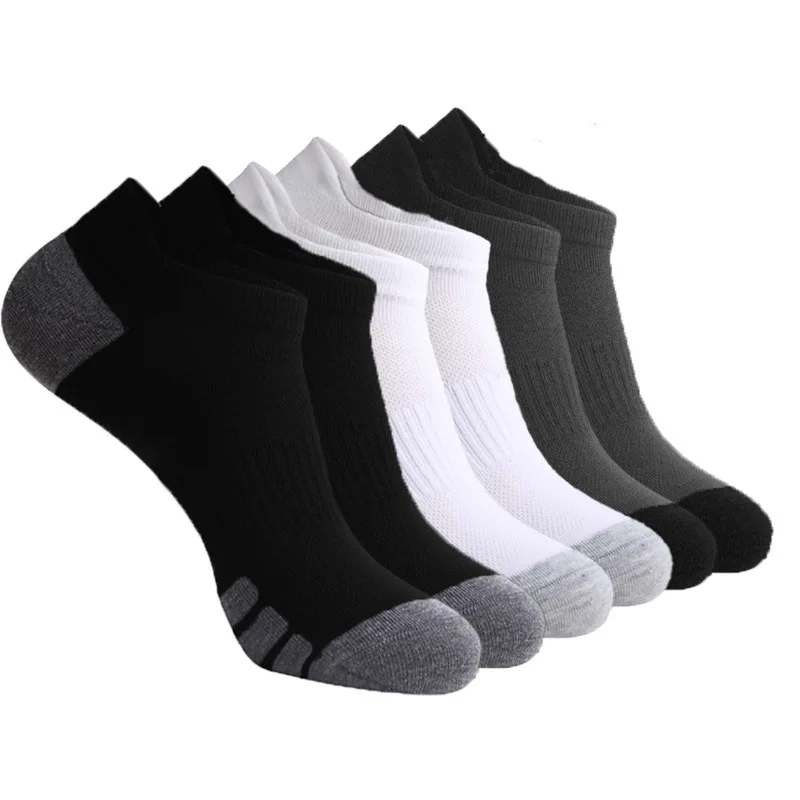 

5 Pairs Men's Athletic Low Cut Socks Breathable Mesh Solid Color Durable Comfort Casual Daily Wear Sock Black White Grey