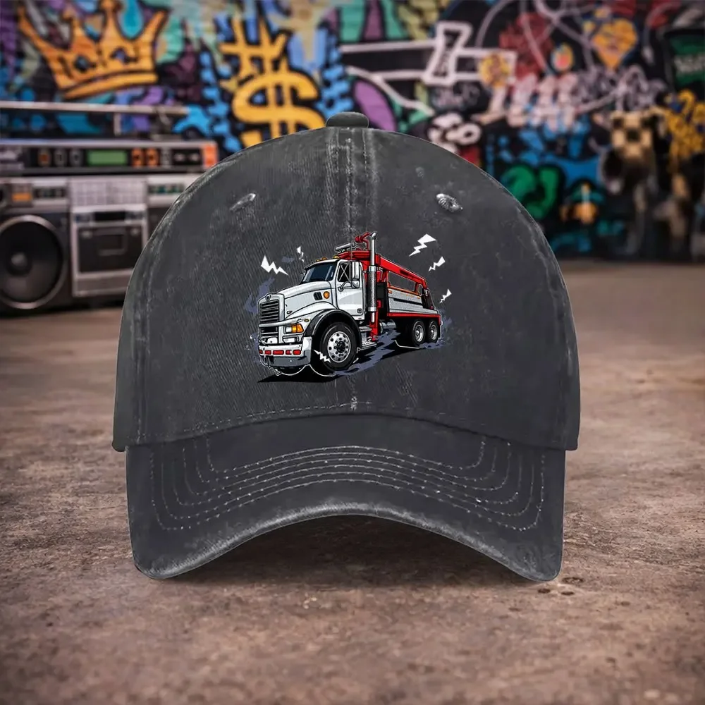 1pc 1pcs Unisex Vintage Duckbill Baseball Cap Suitable for Parties, Hook & Loop Closure, Lightweight Washed Retro, Fun Trailer P