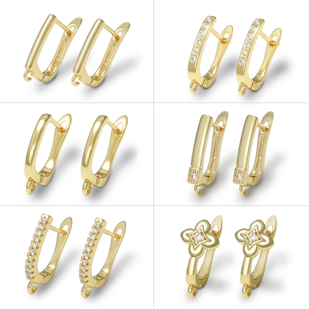 1Pair 18K Gold  Plated DIY Earrings Clasps Hooks for Woman Handmade Jewelry Making Accessories Brass Jewelry Findings Wholesale