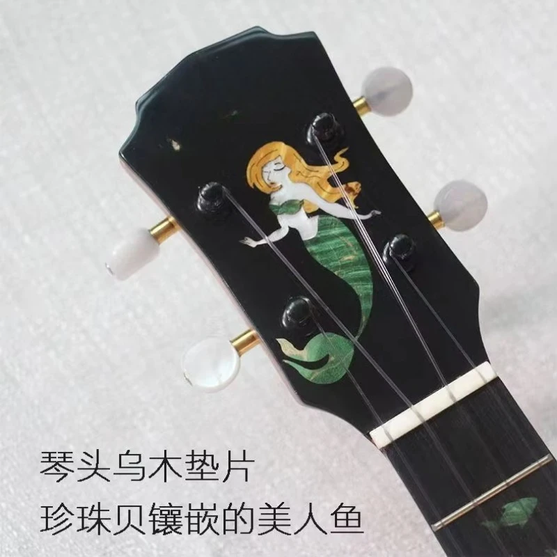 Mermaid 26-Inch Acoustic Ukulele All-Single Board Senga Wood Mango Wood Nylon String Small Guitar with Maple Back/Side - Image 6