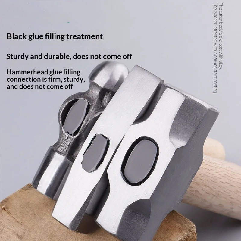 Mini Hammer High Carbon Steel Hammer Solid Wood Short Handle Octagonal or Round Head Hammer Small Manual Hardware Tool