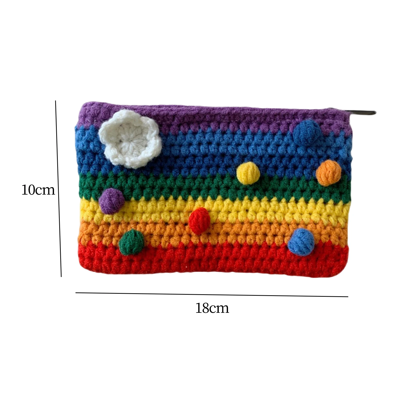 Rainbow Wallet Change Purse Handbag Card Holder Handmade Clutch Pouch Phone Pouch Small Knitted Coin Purse for Woman Gift