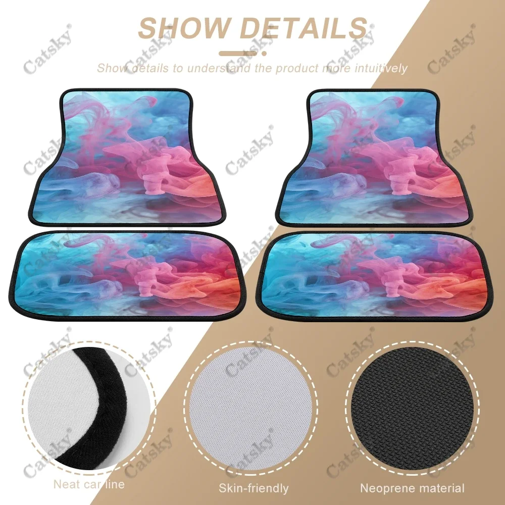 Colorful Cloud of Smoke Auto Floor Mats Carpet, Customized Car Floor Mats All Weather Automotive Floor Pad for Stylish