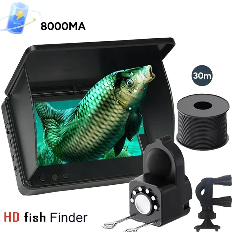 

Рыболовная камера 130 ° Орестотный рыболовный эхолот, водная ручная 1080P, 4,3-дюймовая ЖК-камера для рыбалки с ночным видением