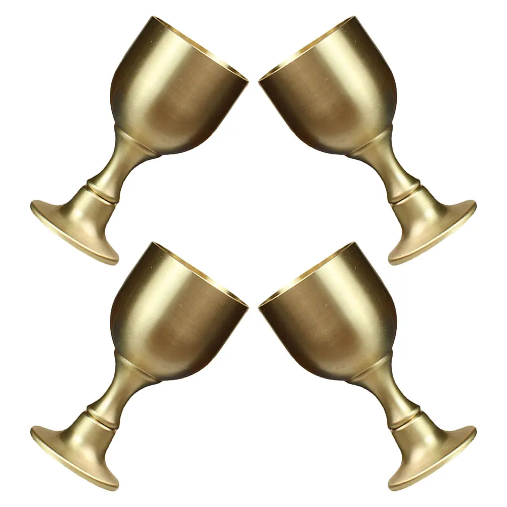 

4pcs Copper Alloy Goblets Golden Medieval Chalice High Stemmed Wine For Religious Ceremonies Theme Parties Luxury Gatherings
