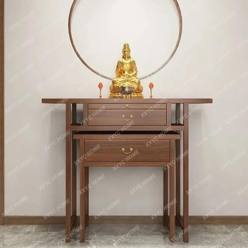 XXModern Minimalist Solid Wood Altar New Chinese Style Living Room Home Buddha Shrine Silent Style God Of Wealth Cabinet