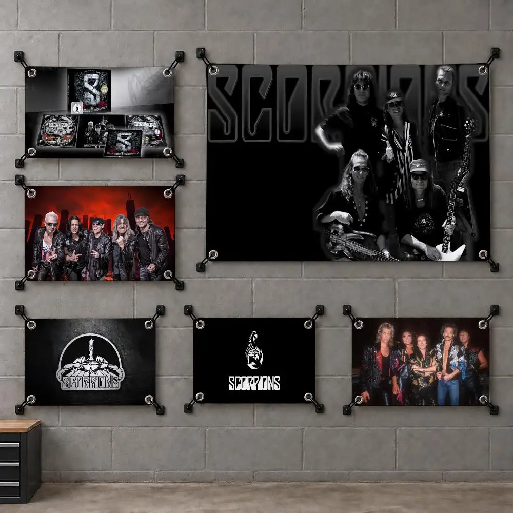 S-Scorpions Heavy Rock Band Flags Custom Wall Hanging Background Art Banner For Bedroom Home Living Room Outdoor Decor