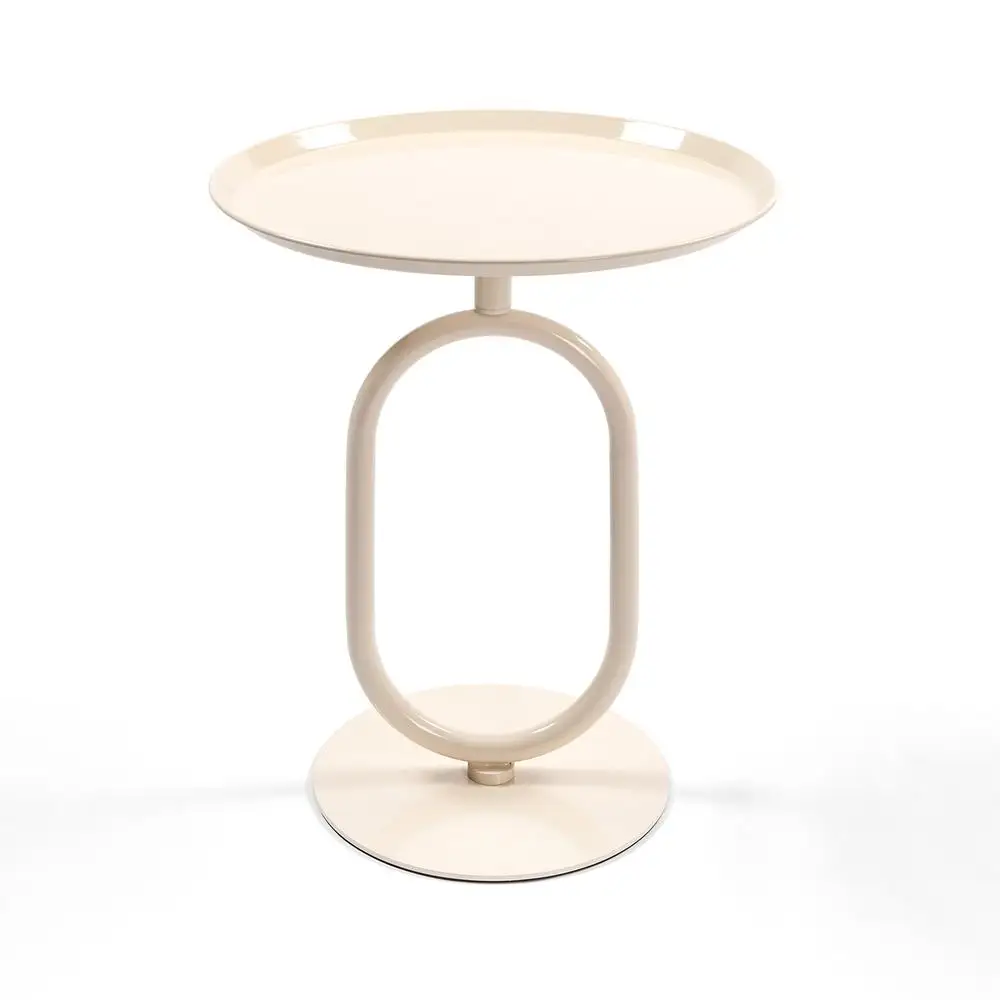 

Lantern Shaped End Table Round Metal Side Desk Modern Small Accent Cocktail Table Living Room Small Spaces with Weighted Base