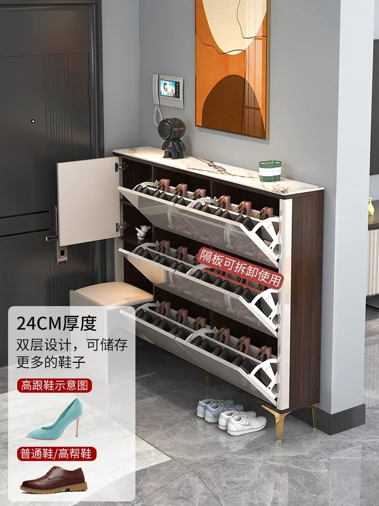 Light luxury ultra-thin shoe cabinet flip bucket home doorway stool integrated 2022 new explosive model entrance door entry is