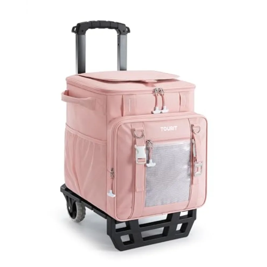 

Collapsible Cooler with Wheels, Insulated Rolling Cooler with All-Terrain Cart, Waterproof Soft Sided Cooler Bag for Beach, Pic