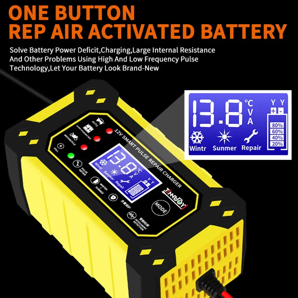 12V 6A Intelligent Battery Chargers Motorcycle Tester Storage Cell Maintance BoatAutomobile Battery Charger Car Digital Device