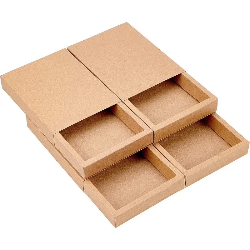 

10 Pack 7.8x6x1.2 Inch Large Kraft Treat Box Paper Drawer Candy Box for Small Dessert Candy Mini Soaps and Other Party Favors