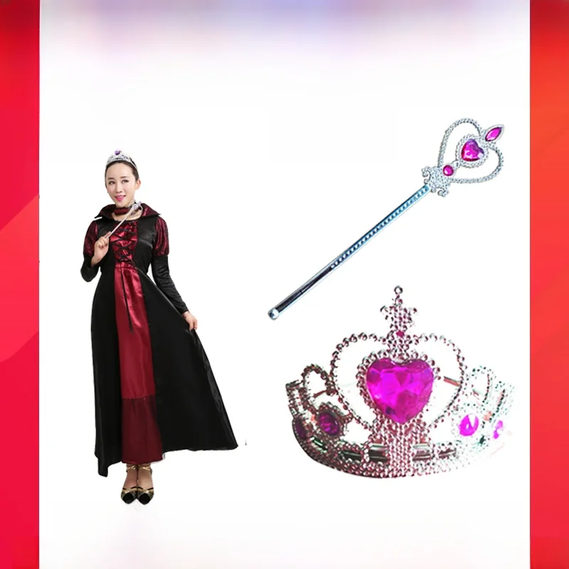 زي الهالوين للسيدات البالغات زي الملكة زوجة الأب التأثيري أداء سنو وايت كوين مسرح دكتور