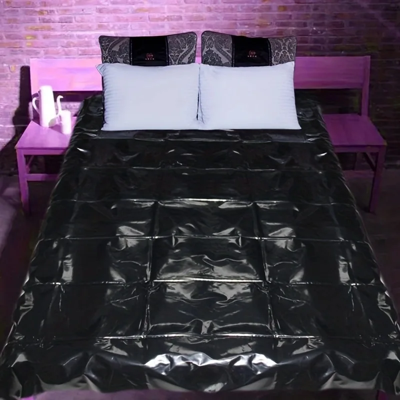 New S M Game Waterproof Bed Sexy Sheet Waterproof PU Bed Sheet Oil Resistant SPA Mattress Black PVC Thick Bed Plastic Leather